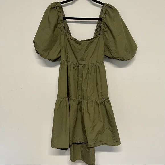 MINKPINK | Dresses | Minkpink Revolve Olive Green Short Sleeve Tiered Open  Back Dress Size Medium | Poshmark
